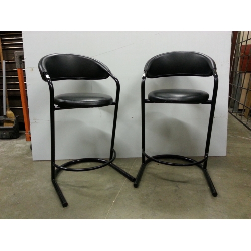 Lot of 2 Black Metal and Leather Low Back Bar Stools Allsold.ca Buy